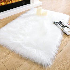 White Faux Fur Rug,Luxury Fluffy Rugs for Bedroom,2 x 3 Feet Washable Area Rugs